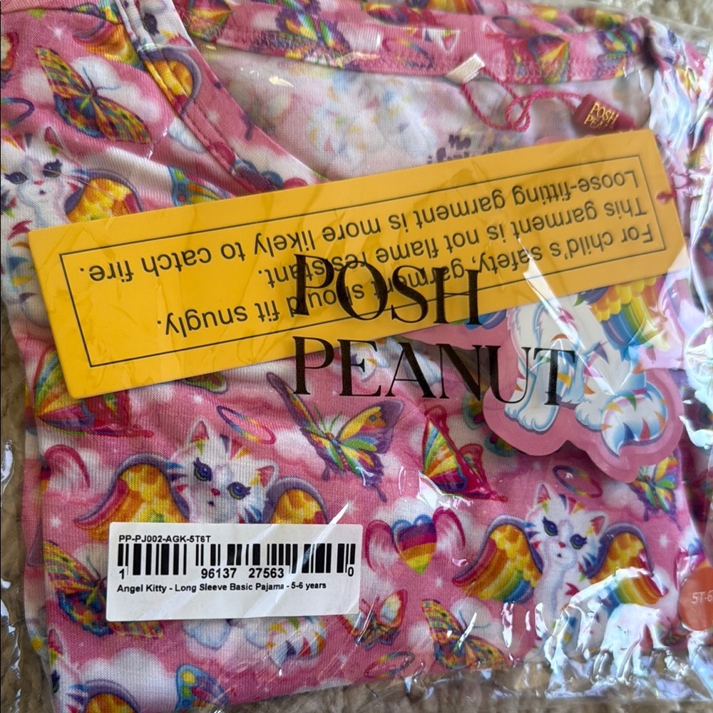 New! Lisa Frank x Posh Peanut Girls 5-6T Pink Butterfly Pajama Set🌈